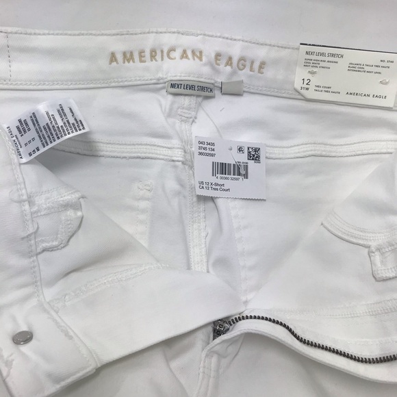American Eagle Next Level Stretch White Super High Rise Cotton Denim Jegging NEW - Picture 15 of 16